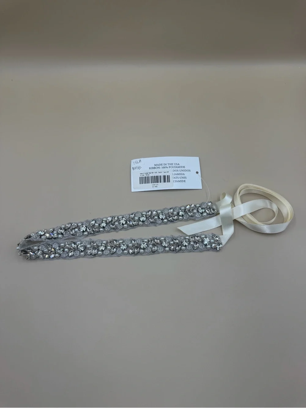 Sparkling Crystal Pearl Wedding Dress Belt Silver Bridal Sash NWT